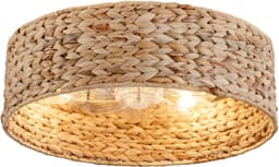 Plafondventilator Met Verlichting – 50 cm – Riet En Kunststof – Koper – App- En Afstandsbediening – 6 Snelheden – Timer En Omkeerfunctie — thumbnail 2