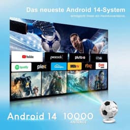 Mini Beamer Android 14.0 - 1280 x 720 Resolutie - 4K Ondersteuning - Wifi 6 Bluetooth 5.4 - Draagbaar Mobiele Projector — thumbnail 4