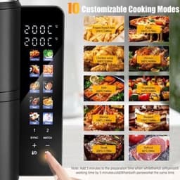 Airfryer – Heteluchtfriteuse – Dubbele Mand – Dubbele Lade – XXL Heteluchtoven – 11L Capaciteit – Verticaal Stapelbaar – PFAS-vrij – 2800W – 10 Kookprogramma’s – Sync & Match Functie — thumbnail 1