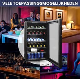 Vantivo® Minibar - Mini Koelkast Glazen Deur - Drankenkoelkast - Flessenkoelkast - 100L - Zwart — thumbnail 3