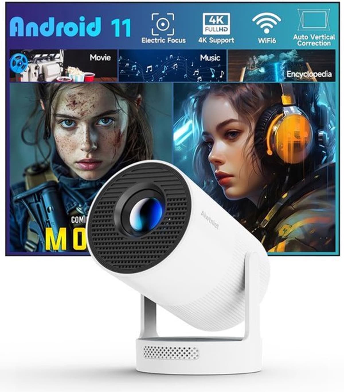 Mini Beamer Draagbaar - 1280 x 720 Resolutie - 260 ANSI Lumen Helderheid - LED Technologie - Wi-Fi Verbinding - Voor Thuisbioscoop — afbeelding 1