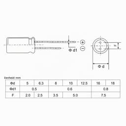 1500uF 10V 10x10mm elektrolytcondensator radiale aansluitingen aluminium condensatoren voor tv lcd-monitor VCD 18 stuks — thumbnail 3