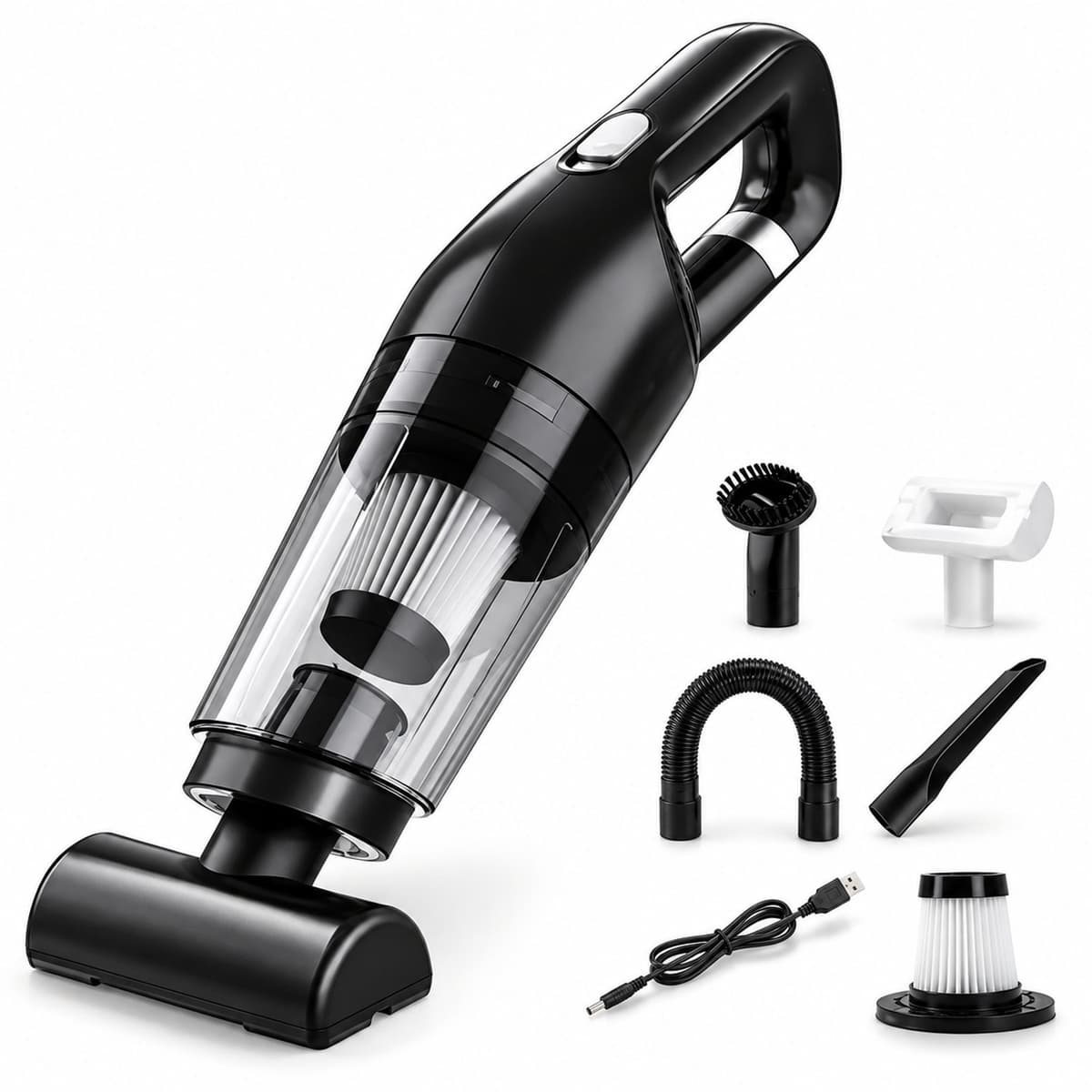 ITRONIQ Draadloze Handstofzuiger – 120W – HEPA – Nat en Droog – USB Oplaadbaar – Kruimeldief voor Auto en Dierenharen – Zwart — afbeelding 1