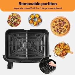 Heteluchtfriteuse – Airfryer - Airfryer Oven XXL - 12L - Dubbele Kookkamer Instelbaar - 2000W - 240V - 8 Voorgeprogrammeerde Programma's - LED Touchscreen - Kijkvenster - Zwart — thumbnail 4