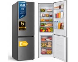 Heinner HCNF-HM253INVXE++ Koel-vriescombinatie 253 L – No Frost – Inverter Motor – Elektronische Bediening – Omkeerbare Deur – RVS – 5 Jaar Garantie