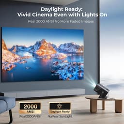 2000 ANSI Native 1080P Smart Projector, 4K ondersteund, Android 14 projectir Mini Projector met WiFi & Bluetooth, Auto Focus, Keystone, 4K Projector Home Cinema voor Slaapkamer & Outdoor Projector X7 — thumbnail 3