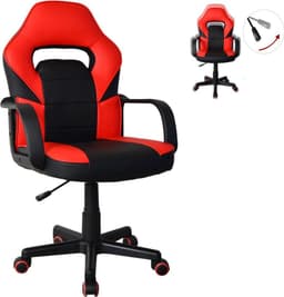 Gamestoel Thomas junior - bureaustoel gaming stijl - hoogte verstelbaar - rood zwart — thumbnail 3