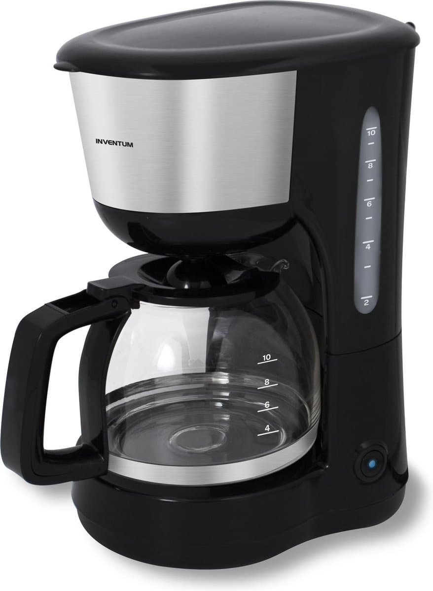 Inventum KZ612 - Koffiezetapparaat - 1,25 liter - 10 kopjes - Filter 1x4 - Glazen kan - Warmhoudfunctie - Filterkoffie - Zwart/RVS — afbeelding 1