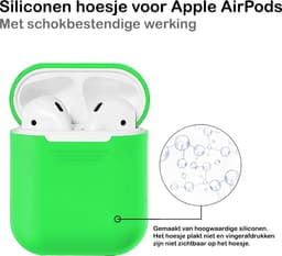 Hoesje - Geschikt voor Apple Airpods 1 - Siliconen Hoes met Clip - Silicone Case Cover - Groen — thumbnail 3