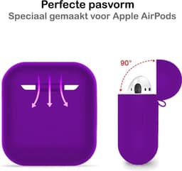 Hoesje - Geschikt voor Apple Airpods 2 - Siliconen Hoes met Clip - Silicone Case Cover - Paars — thumbnail 4