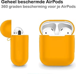 Hoesje - Geschikt voor Apple Airpods 1 / 2 - Siliconen Hoes met Clip - Silicone Case Cover - Oranje — thumbnail 5