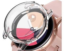 Hoesje + Screenprotector geschikt voor Samsung Galaxy Watch Active 2 40mm - Siliconen TPU Case Transparant - Volledige 360 Graden Bescherming