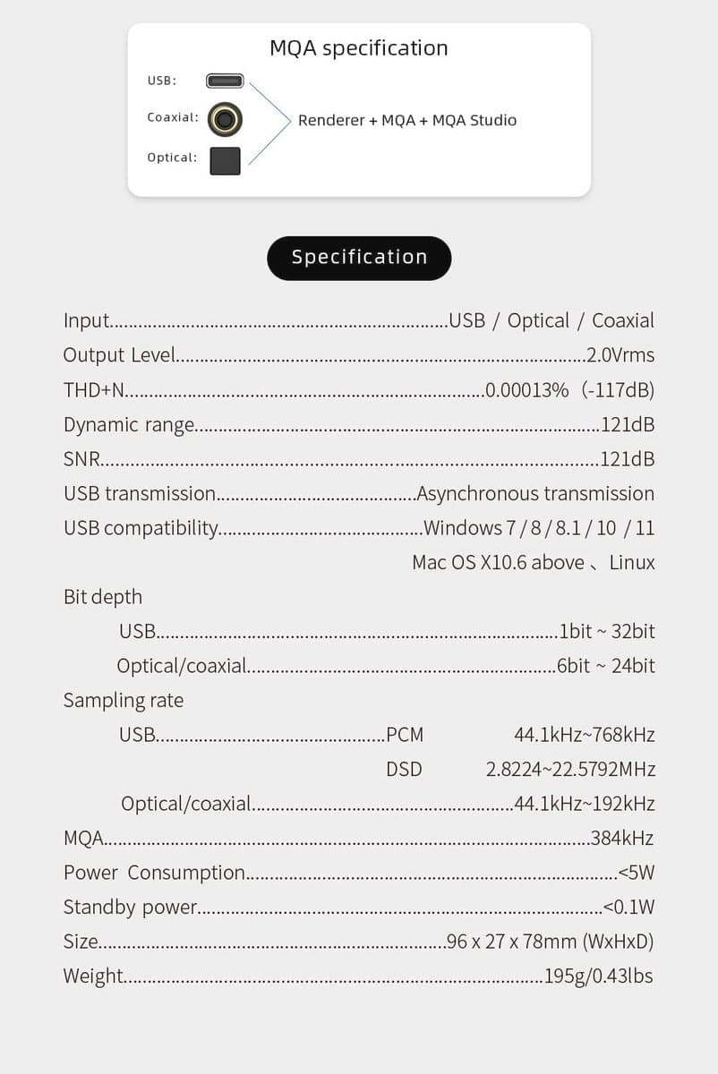 Hi-Res Audio Decoder met DSD512 en 768kHz - 32Bit DAC — afbeelding 1