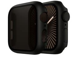 Hoesje + Privacy Screenprotector Apple Watch 46mm series 11/10 – Gehard Glas Cover + Shock Proof Case – Zwart