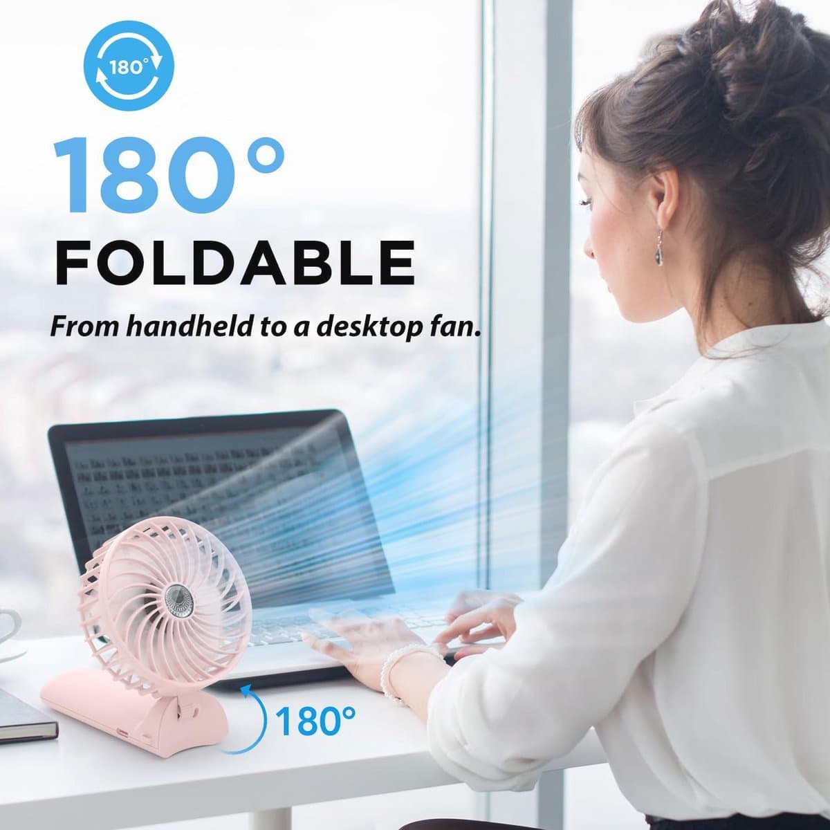 Mini Draagbare Ventilator met USB Oplaadbare Functie en 4 Snelheden — afbeelding 1