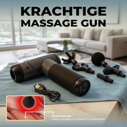 MLN Massage Gun – Krachtige Spiermassage – 5 Opzetstukken – Extra Lange Steel – Zwart — thumbnail 3