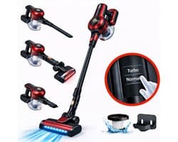 AG4400 Steelstofzuiger Draadloos - Lichtgewicht - Geschikt voor Dierenharen- Krachtig -Kruimeldief- Draadloze Stofzuigers - Steelstofzuigers - Kruimelzuiger - Compact & Licht - Premium Red