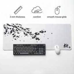 Grote Muismat 80x30 | Gaming Muismat | Wit | XXL | Antislip | Desktop Mat | Computer Mat | Sakura Japans — thumbnail 6