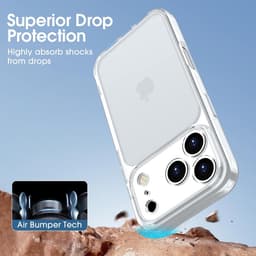Hoes voor iPhone 17 Pro Max, met camerabescherming, stootvast, topkwaliteit, militaire standaard, krasbestendig, doorzichtige achterkant, telefoonhoes, anti-vingerafdruk, mat wit — thumbnail 4