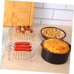Accessoires voor de airfryer - 5-delige set - Inclusief bakvorm en rooster - Bakmand - Bakgereedschap - 16 cm diameter (6 inch) - Geschikt voor 2,3L-3,2L inhoud - Gemakkelijk schoon te maken - Zwart — thumbnail 3
