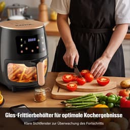 Grote Heteluchtfriteuse 6L met Glazen Kijkvenster en Touchscreen - Gezond Frituren zonder Olie — thumbnail 2