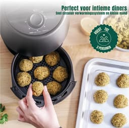 Quvo® Mini airfryer - Airfryer - Airfryer klein - Zwart - 22cm x 28cm x 27cm — thumbnail 2