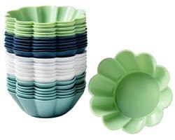 Taartvormpjes - 6,5*6,5*2,5 cm - Set van 24 - Siliconen taartvormpjes - Bakvormen - Geschikt voor het maken van muffins, taarten, gebak en pudding - Herbruikbare muffinvormpjes - Geschikt voor ovens en airfryers - Bloemvorm met tien blaadjes