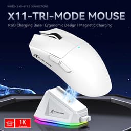 ATTACK SHARK X11 - RGB Gaming Muis - Magnetisch Oplaaddock - PAW 3311 Sensor - 59g Lichtgewicht - Bedraad + 2.4G + BT - 22.000 DPI - Wit — thumbnail 2