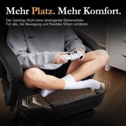 Dowinx Gamingstoel - Ergonomische Bureaustoel PU Leer - Met Voetsteun - Massage Lendensteun - Inclusief Zitkussen - Zwart — thumbnail 3