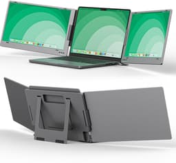 Portable Monitor 14 Inch Tri Screen - 1 kabel aansluit model USB-C/USB-A - Geschikt voor Mac Book M1/M2/M3 - Draagbare monitor - 14 inch monitor - Extra scherm laptop - Draagbare monitor voor laptop - tri screen - portable beeldscherm — thumbnail 1