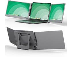 Portable Monitor 14 Inch Tri Screen - 1 kabel aansluit model USB-C/USB-A - Geschikt voor Mac Book M1/M2/M3 - Draagbare monitor - 14 inch monitor - Extra scherm laptop - Draagbare monitor voor laptop - tri screen - portable beeldscherm