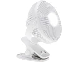 Draagbare Ventilator met Klem en LED-Verlichting – 3 Snelheden – Oplaadbaar – Tafelventilator – Mini ventilator - USB – 6 W – Wit - Adler AD 7335 — afbeelding 1