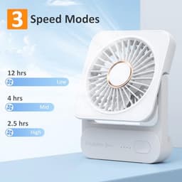 Draagbare Mini USB Ventilator met 3 Snelheden en 2000mAh Batterij - Verstelbare 135° voor Thuis en Kantoor — thumbnail 4