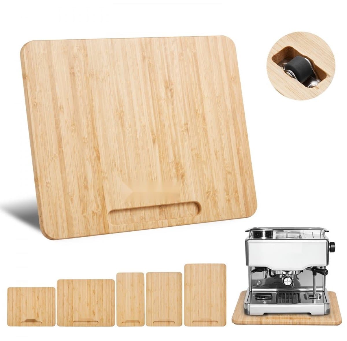 Schuifplank voor keukenapparaten - Rolplank - 26,7 x 33 cm - Rubberen Wielen - Holle Handgreep - Eenvoudig Schoon Te Maken - Voor Koffiezetapparaat en Keukenmachine — afbeelding 1