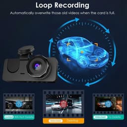3-kanaals dashcam voor en achter - 1080P dashcam voor en binnen met nachtzicht, bewegingsdetectie, parkeermonitor, sensorbescherming en lusopname — thumbnail 3