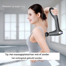 Spier massager pistool – percussie, 8 niveaus, verlengde handgreep,timer 15 min – diepe weefselontspanning – compact en krachtig — thumbnail 4