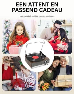 White-Label® Platenspeler Bluetooth - CD Speler met Speakers - Vintage - Houtskool — thumbnail 4