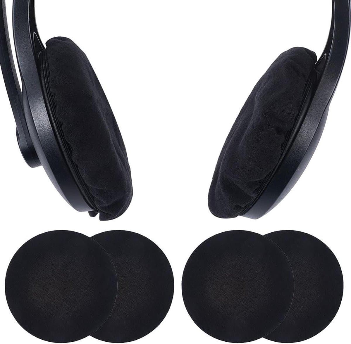 EGoods - Oor Pad Doek Covers in Zwart - Stretchbaar - Wasbaar - Stofbeschermer voor Hoofdtelefoon - Gym - Bibliotheken - Studeren — afbeelding 1