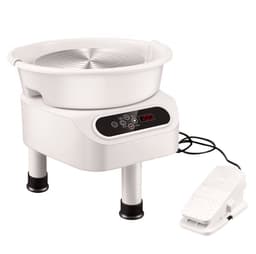 Pottenbakkersschijf - Elektrische Draaischijf voor Keramiek - 25 cm Schijf - 350 W Motor - Pedaalbediening - LCD-touchscreen - Directe Aandrijving - 3 Steunpoten - Wit — thumbnail 3