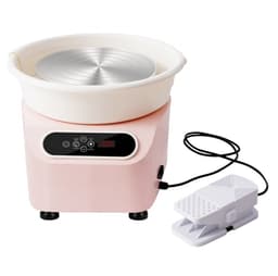 Pottenbakkersschijf - Elektrische kleidraaischijf - 28 cm Diameter - 350 W Motor - Pedaalbediening - LCD Touchscreen - Directe Aandrijving - Inclusief Gereedschap - Roze — thumbnail 2
