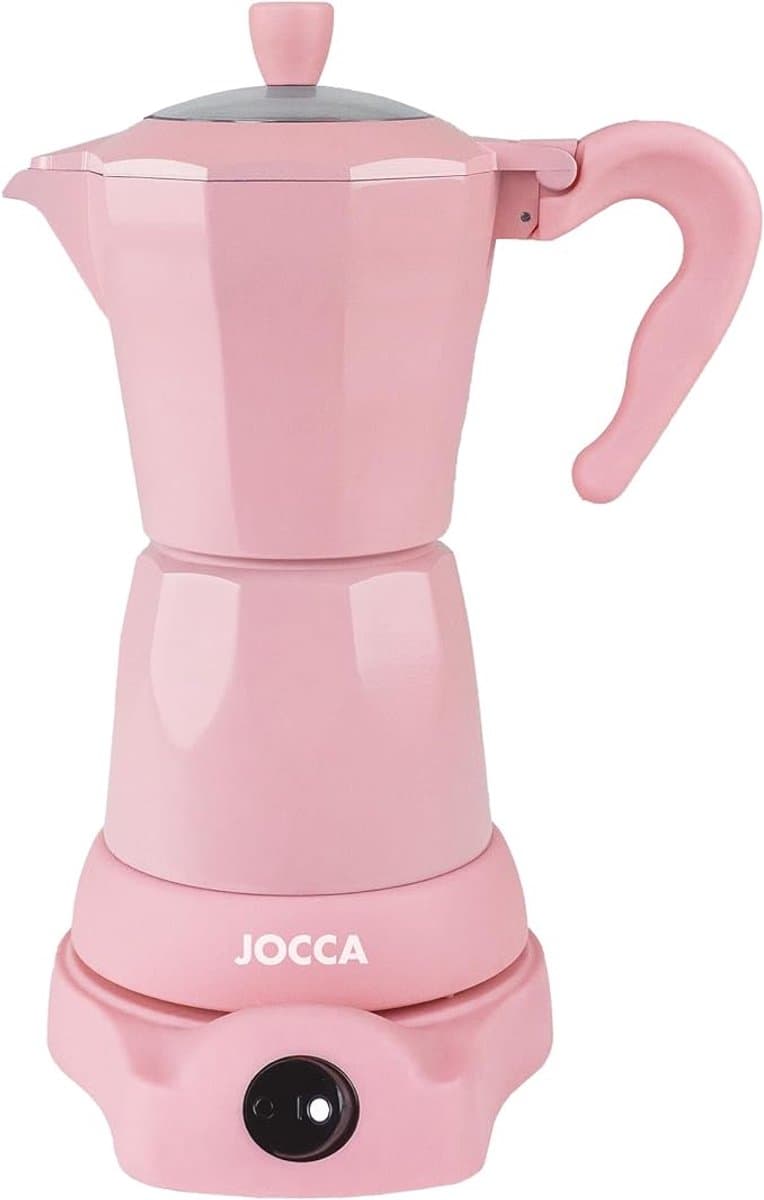 Jocca elektrische Italiaanse koffiemachine 6 kopjes – 480 W – 360° draaibasis – Roze — afbeelding 1