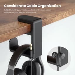 Headset houder - headset stand - Draaibare hoofdtelefoonstandaard - gamingheadsethouder - met 360 graden draaibaarheid en kabelclip — thumbnail 3
