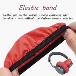 Hoofdtelefoonmanchetten voor betere bescherming en comfort - ademend en wasbaar - elastisch en herbruikbaar - rood - universeel passend voor hoofdtelefoons van 9-10,5 cm — thumbnail 3