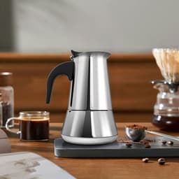 Italiaanse espressomachine, 100 ml, capaciteit voor 2 kopjes, koffiezetapparaat, koffiekan, koffiezetkan, roestvrij staal, geschikt voor inductiekookplaat en open vuur. — thumbnail 3