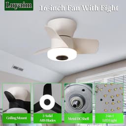 Plafondventilator met LED-verlichting - 40 cm - 6 snelheden - Dimbare licht - Afstandsbediening - Stille DC-motor — thumbnail 2