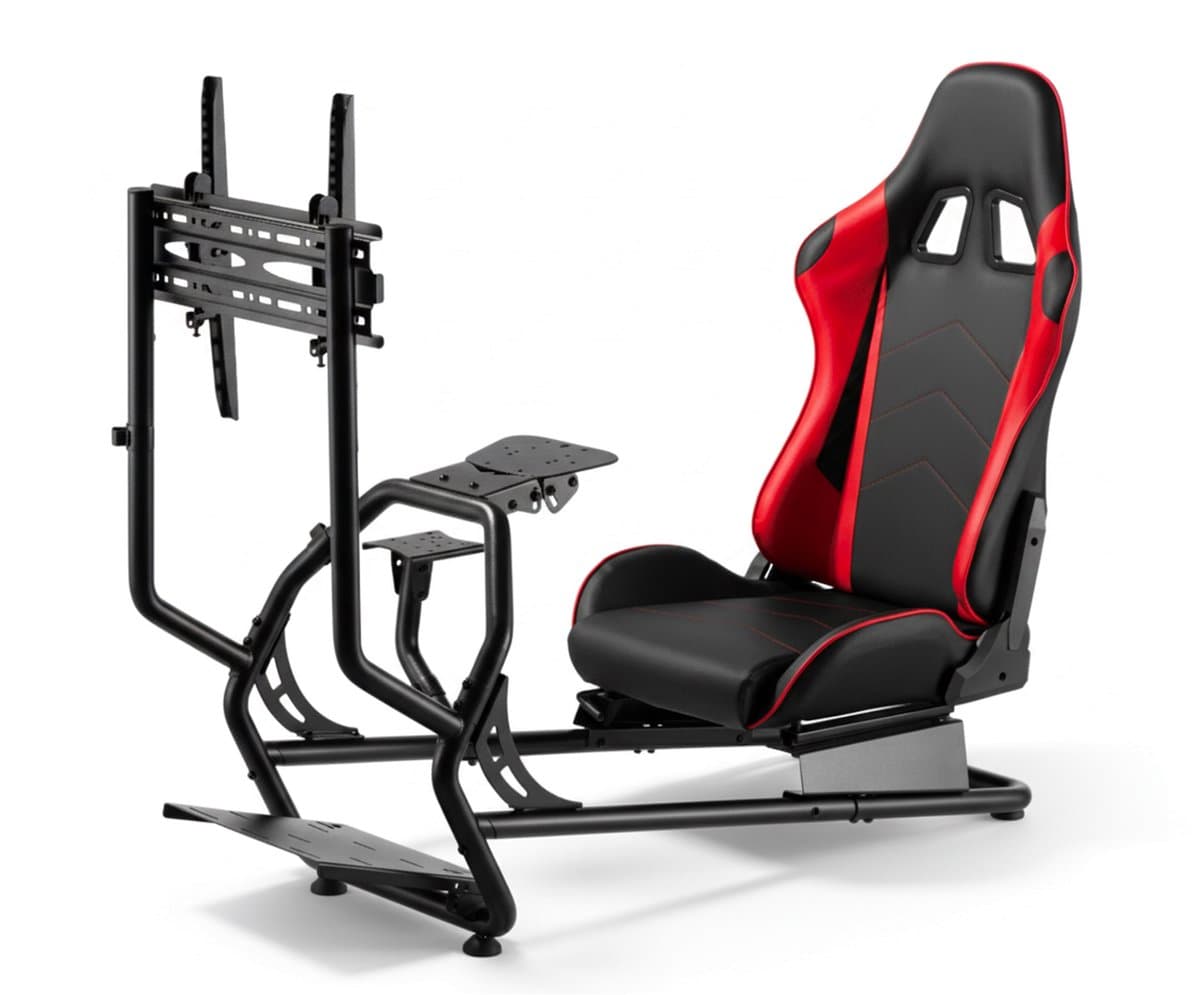 VDD Gaming - Racestoel - Race simulator - Sim Racing Cockpit - Racestoelen - Racing seat - Cockpit - Racing cockpit - Race simulator compleet - Race sim stoel - Cockpit Simulator - Volledig Verstelbaar - Met beeldscherm Bevestiging - Incl. Race stoel — afbeelding 1
