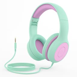 Intelectro Koptelefoon voor Kinderen - Veiligheid en Plezier in Eén! - Hoogwaardige Stereogeluid - Comfortabele Draagervaring - HD Microfoon - Volumeregeling - Brede Compatibiliteit en Audio Delen - Groen/Paars - Levering Sneller dan Aangegeven! — thumbnail 1