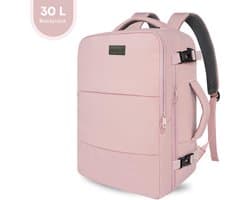 FOXLY® Waterdichte Rugzak Inclusief Usb Oplaadstation - Laptop tas t/m 15,6 inch - Dames en Heren en Kinderen - Schooltas - Roze