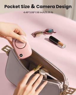 Draagbare Mini Ventilator met 360° Draaiende Spiegel - USB Handventilator met LED-display en 3 Snelheden — thumbnail 2