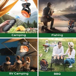 Campingventilator met LED-lantaarn - Oplaadbare 20.000 mAh Ventilator met Afstandsbediening en Haak - 270 Graden Draaibaar en Instelbare Snelheid voor Binnen en Buiten — thumbnail 1
